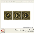 3x3 Gold Foil Effect Monogram Pack 9