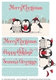 Family Penguins Holding a Gift on a Snowy Christmas