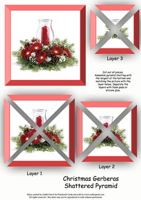 Christmas Gerberas - Red - Shattered Pyramid