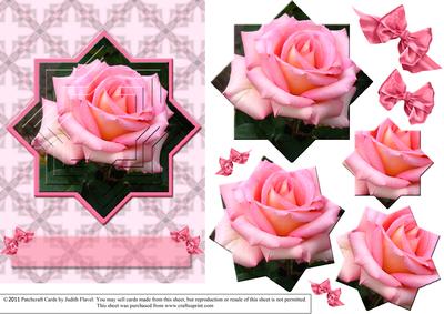 Pink Rose - Star Pyramid & Card Front 2 - Blank
