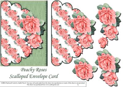 Peachy Roses Scalloped Mock Envelope - Green