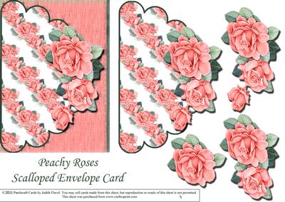 Peachy Roses Scalloped Mock Envelope - Peach