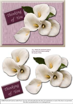 Lilies Card Front Plus 3D - Thinking of You
