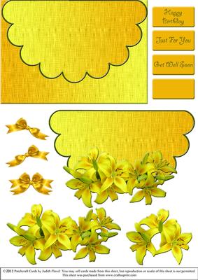 Scalloped Mock Envelope - Spray of Lilies