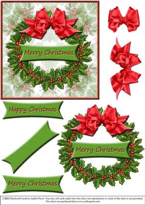 Holly Wreath - Card Front Plus