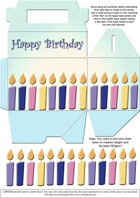 Gable-top Box - Birthday Candles Blue