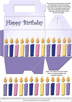 Gable-top Box - Birthday Candles Lilac
