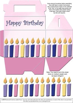 Gable-top Box - Birthday Candles Pink
