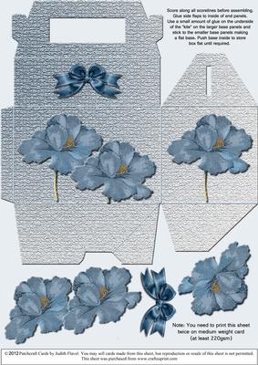 Gable-top Box - Ice Blue Poppies