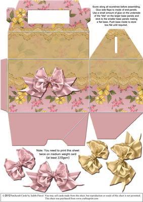 Gable-top Box - Pink and Gold