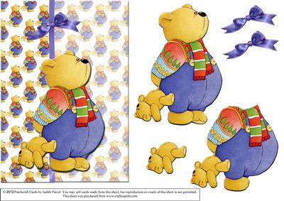 Teddy Twosome - Card Front and 3D