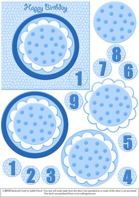 Spotty Flower Card - Blue