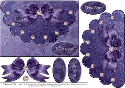 Purple Damask - Mock Envelope Style