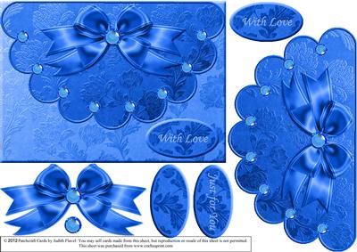 Blue Damask - Mock Envelope Style