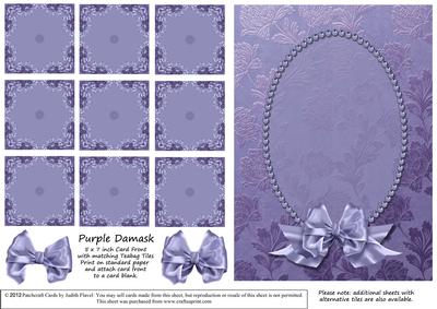 Purple Damask - Card Front & Teabag Tiles