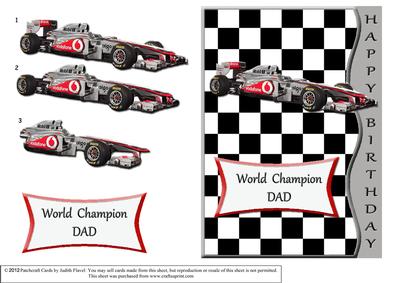 Racing Car - Silver - Birthday - Dad