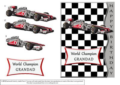 Racing Car - Silver - Birthday - Grandad