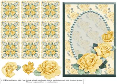 Yellow Roses and Pearls - Card Front & Teabag Tiles
