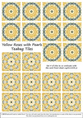 Yellow Roses and Pearls - Teabag Tiles Set 4
