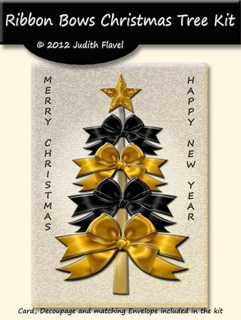 Ribbon Bow Christmas Tree - Gold & Black