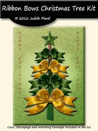 Ribbon Bow Christmas Tree - Green & Gold