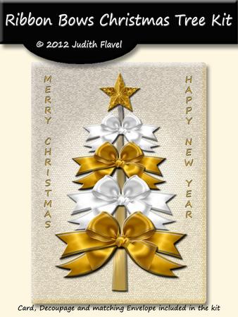 Ribbon Bow Christmas Tree - White & Gold