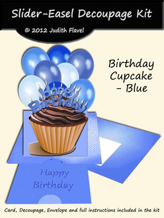 Slider-easel - Birthday Cupcake Blue