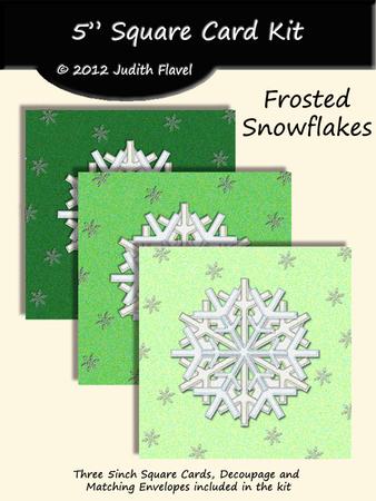 Frosted Snowflakes - Greens - Square Cards with Envelopes
