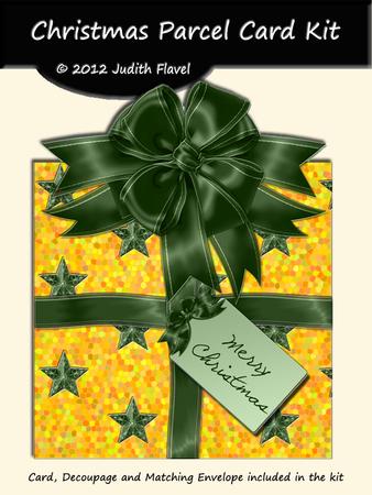 Christmas Parcel - Gold & Green with Stars