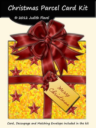 Christmas Parcel - Gold & Red with Stars