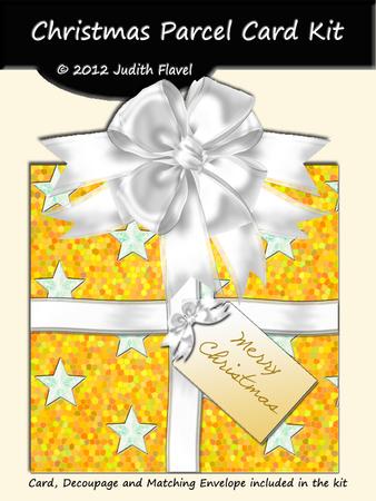 Christmas Parcel - Gold & White with Stars