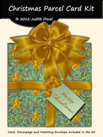 Christmas Parcel - Green & Gold with Stars