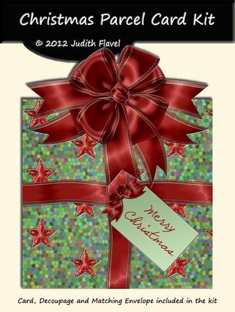 Christmas Parcel - Green & Red with Stars