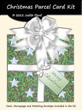 Christmas Parcel - Green & White with Stars