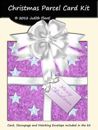 Christmas Parcel - Purple & White with Stars