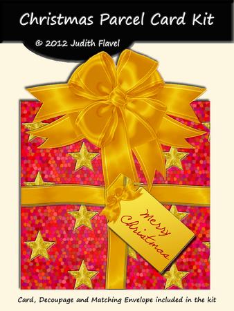 Christmas Parcel - Red & Gold with Stars