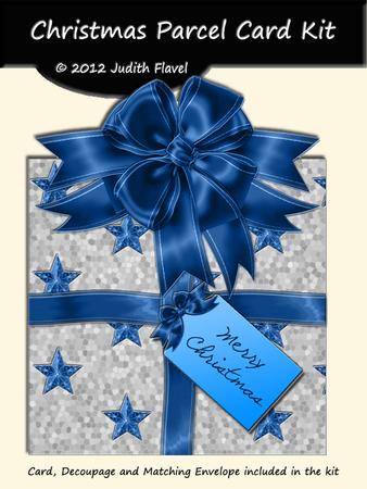 Christmas Parcel - Silver & Blue with Stars