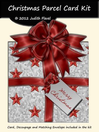 Christmas Parcel - Silver & Red with Stars