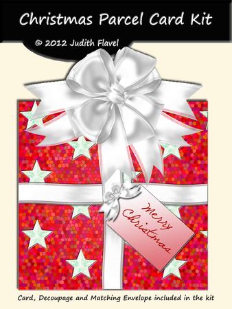 Christmas Parcel - Red & White with Stars