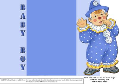 Jolly the Clown Gatefold New Baby - Blue on Blue