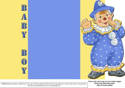 Jolly the Clown Gatefold New Baby - Blue on Yellow