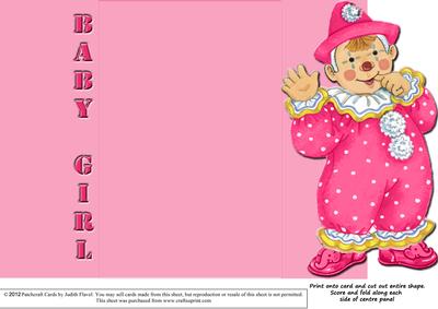 Jolly the Clown Gatefold New Baby - Pink on Pink