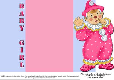 Jolly the Clown Gatefold New Baby - Pink on Blue