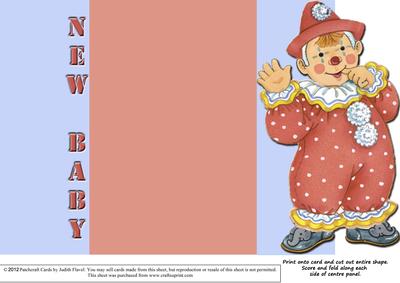 Jolly the Clown Gatefold New Baby - Orange on Blue