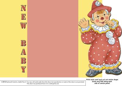 Jolly the Clown Gatefold New Baby - Orange on Yellow