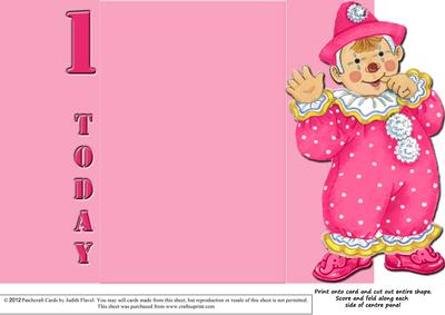 Jolly the Clown Gatefold 1st Birthday - Pink on Pink