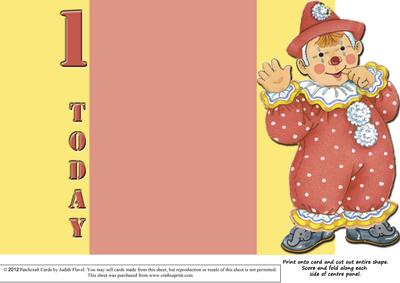 Jolly the Clown Gatefold 1st Birthday - Orange on Yellow
