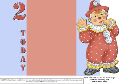 Jolly the Clown Gatefold 2nd Birthday - Orange on Blue