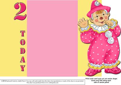 Jolly the Clown Gatefold 2nd Birthday - Pink on Yellow