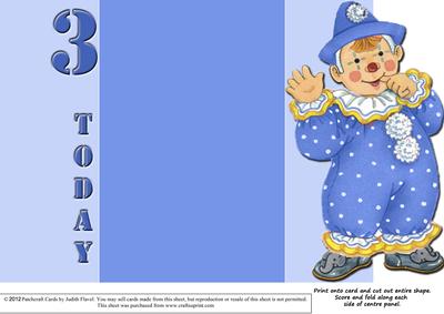 Jolly the Clown Gatefold 3rd Birthday - Blue on Blue